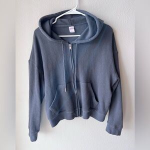 Auden Charcoal Waffle Knit Zip-Up Hoodie. Women’s Size XL